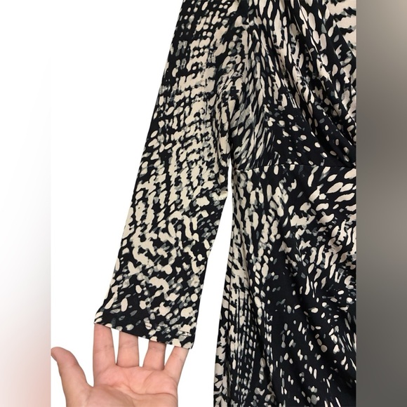 Lauren Ralph Lauren Monochrome Long Sleeve Wrap Dress 8P - Picture 4 of 13